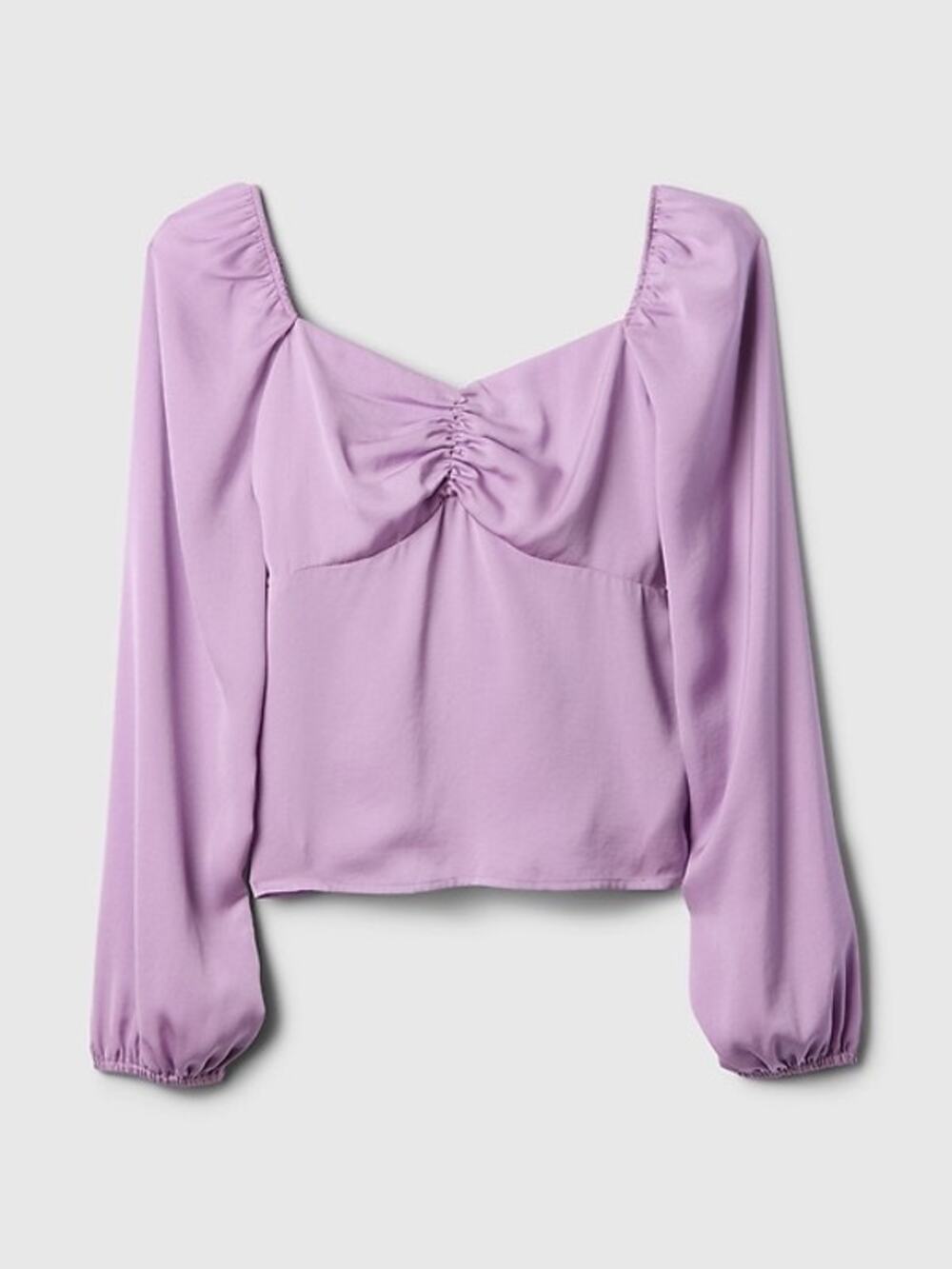 GAP Satin Puff Sleeve Sweetheart Top in Purple Tune Size Large